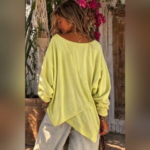 Intimately Free People Oversized Raw Seam Boho Pullover Top Size M